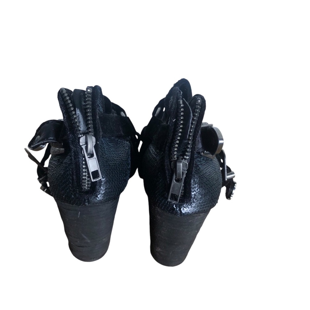 The Buckle Gimmick black velvet/sequin platform booties. Sz 7 NEW - Picture 3 of 4
